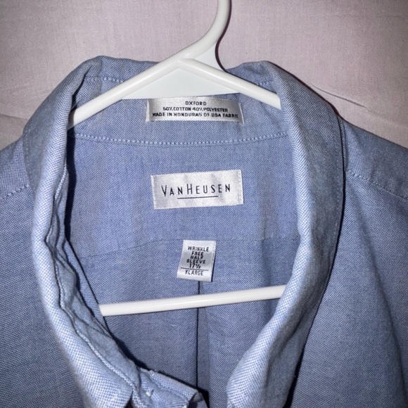 Men’s Denim Van Heusen Wrinkle Free Short Sleeve Button Down - Picture 2 of 8